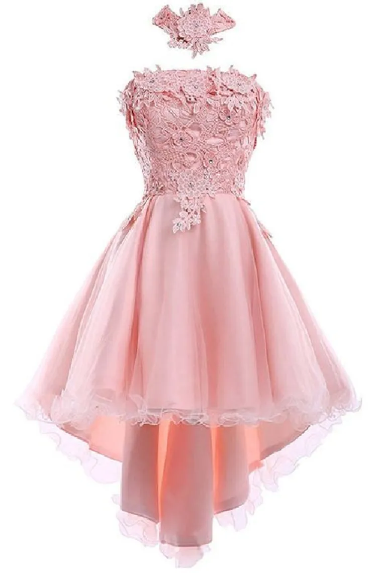 2024 A Line Halter Tulle With Applique Asymmetrical Homecoming Dresses