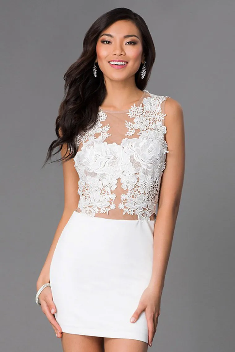 2024 Hot Selling Column Homecoming Dresses Short/Mini With Applique