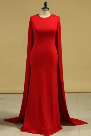 2024 Pregnant Scoop Sheath Spandex Evening Dresses Sweep Train
