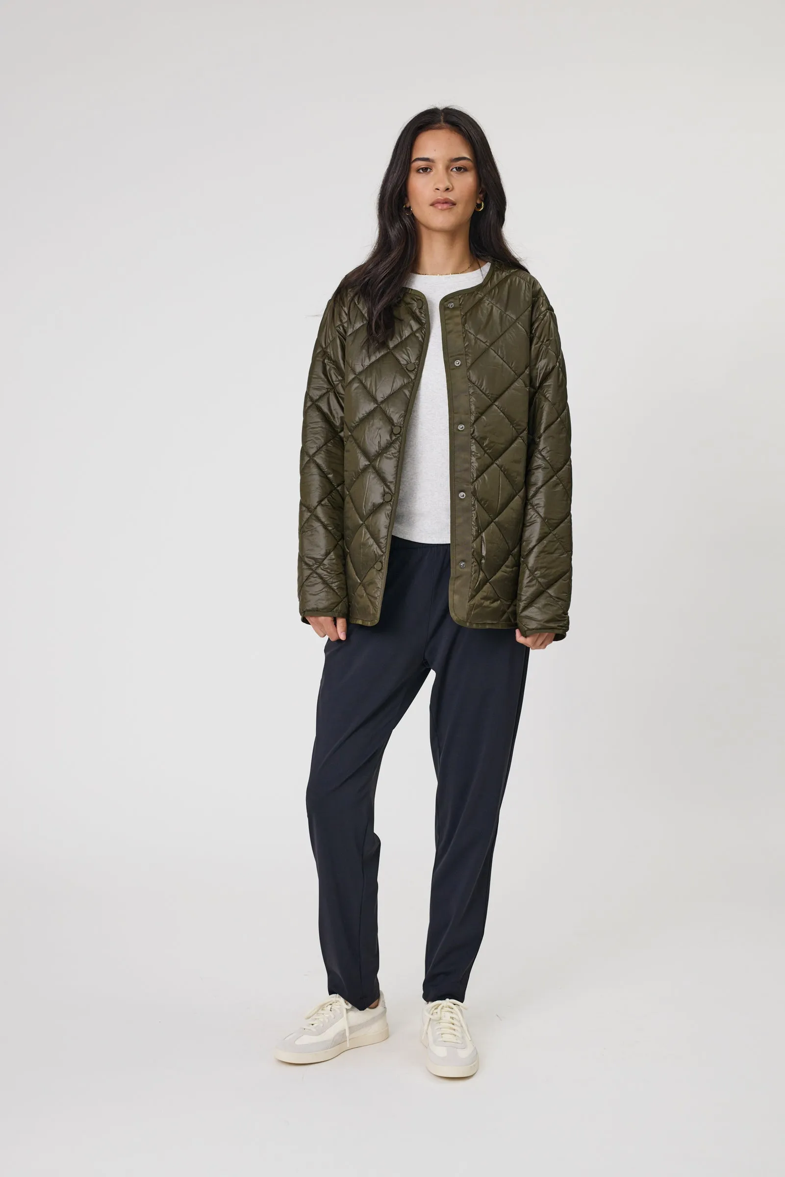Alpine Quilted Jacket - Dark Olive