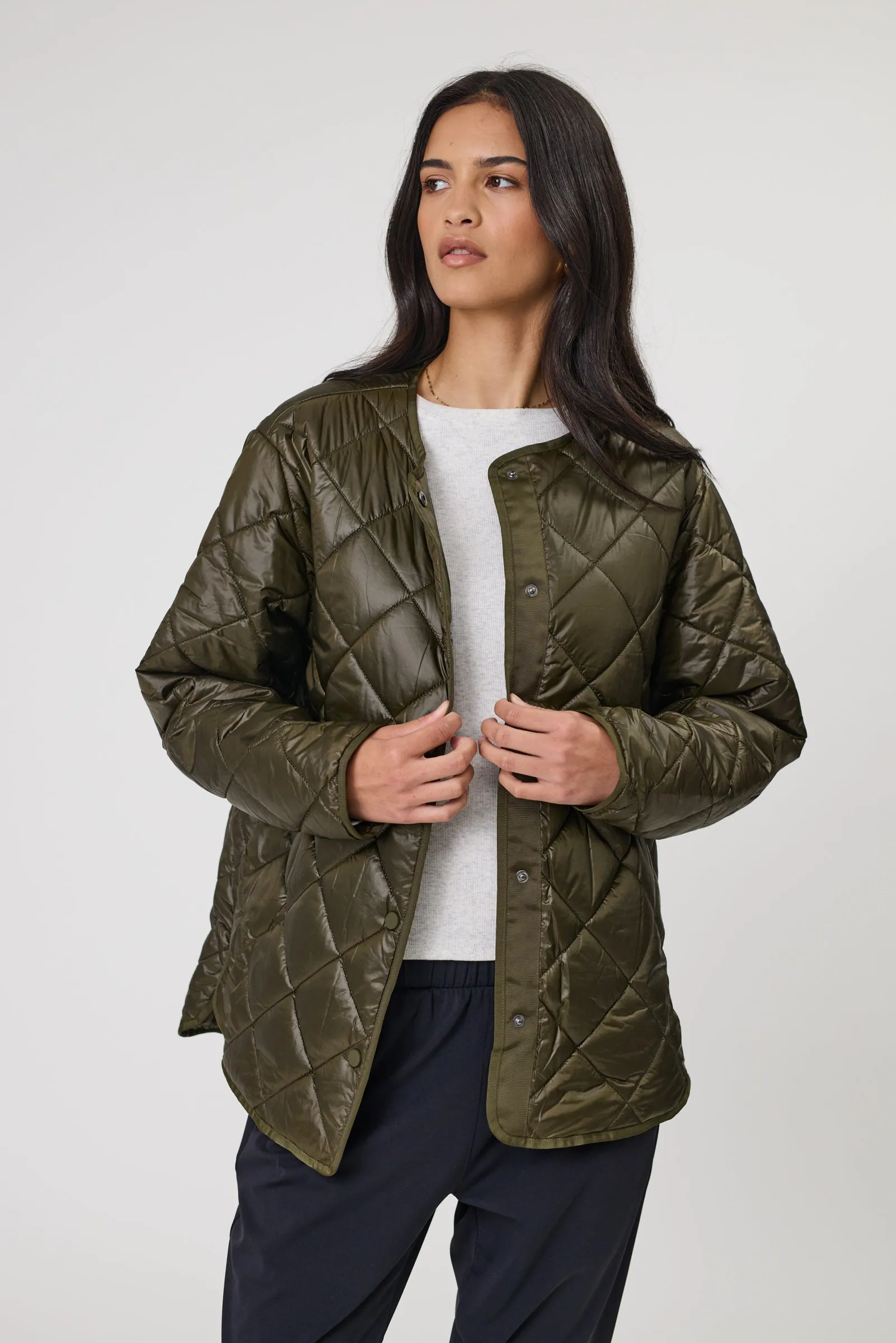 Alpine Quilted Jacket - Dark Olive