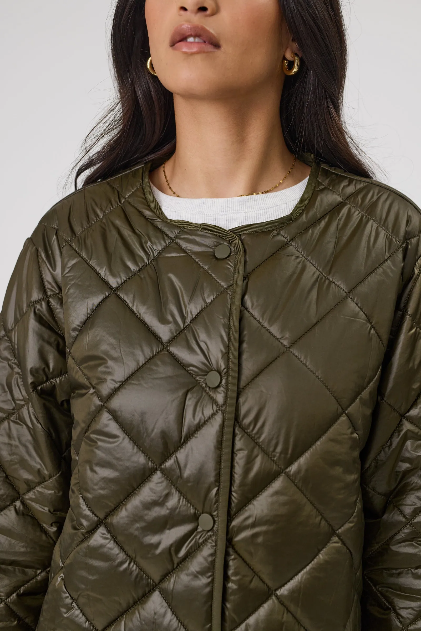 Alpine Quilted Jacket - Dark Olive