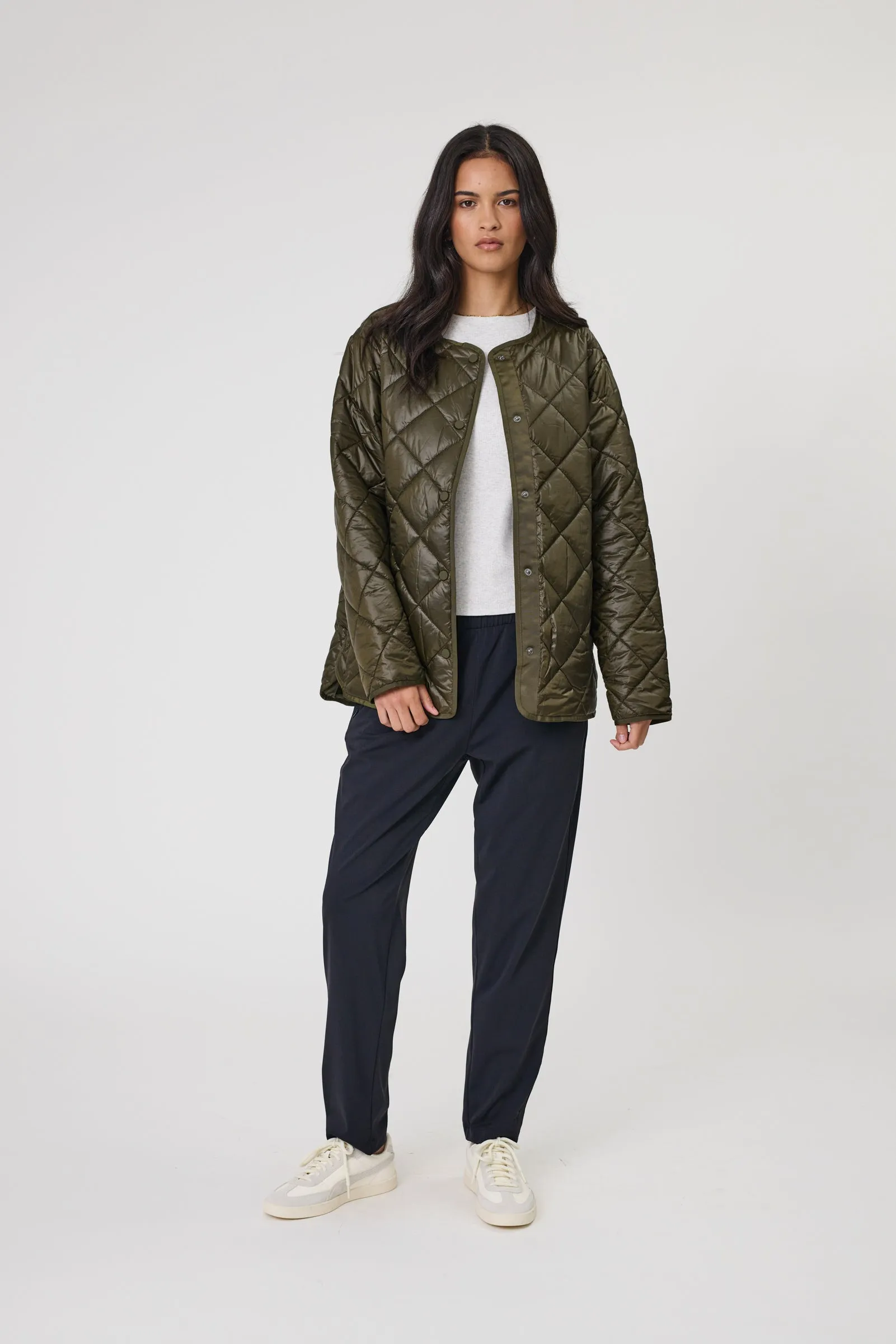 Alpine Quilted Jacket - Dark Olive