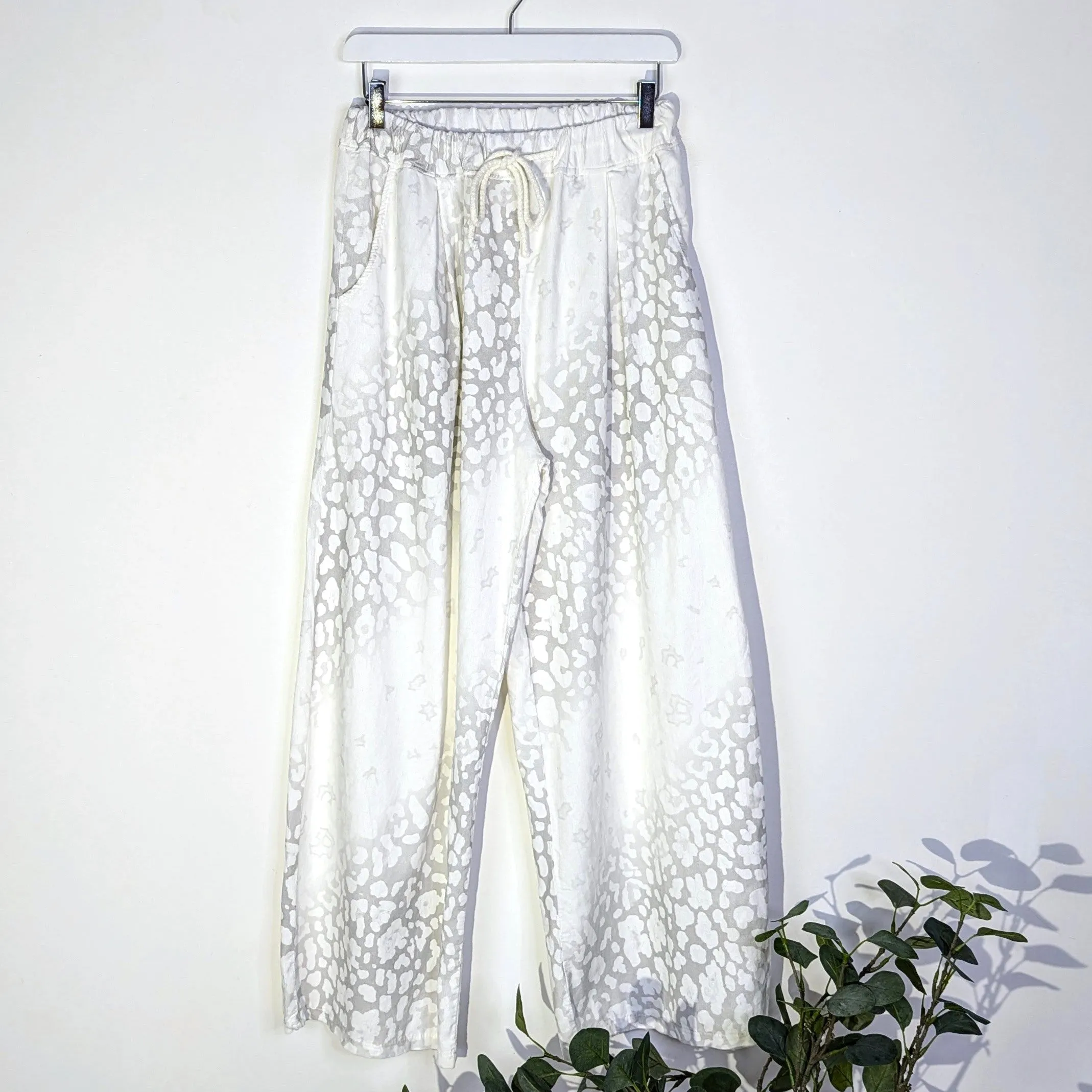 Animal print fine soft corduroy relaxed fit trousers