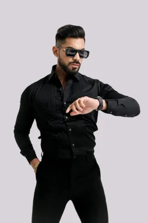 BLACK SNAKE PLEATED PREMIUM DESIGNER SHIRT
