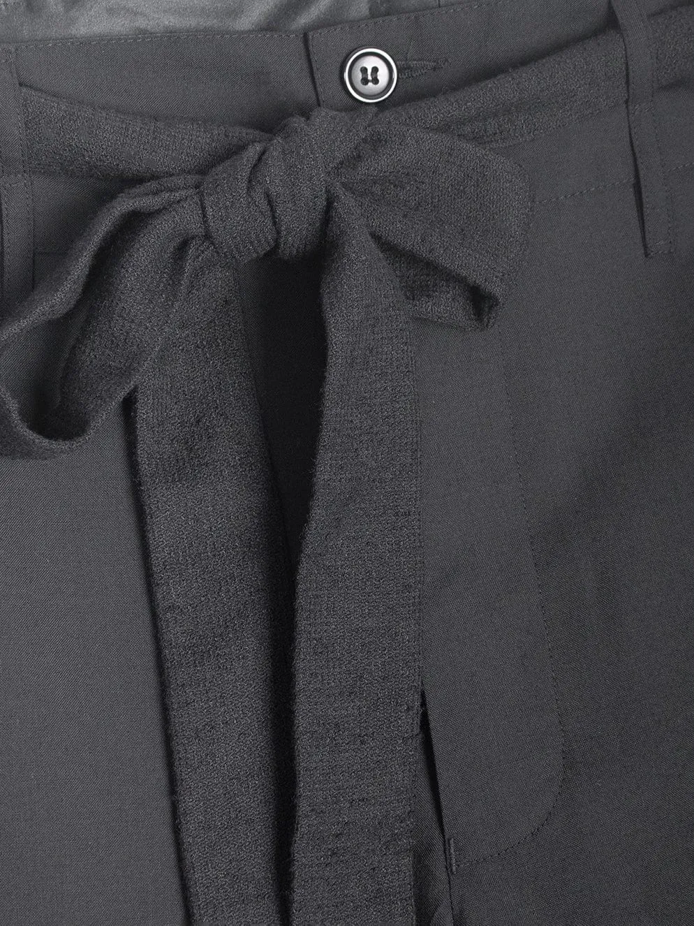 Black Trousers With Tie Up Belt Detail and Silk Lining