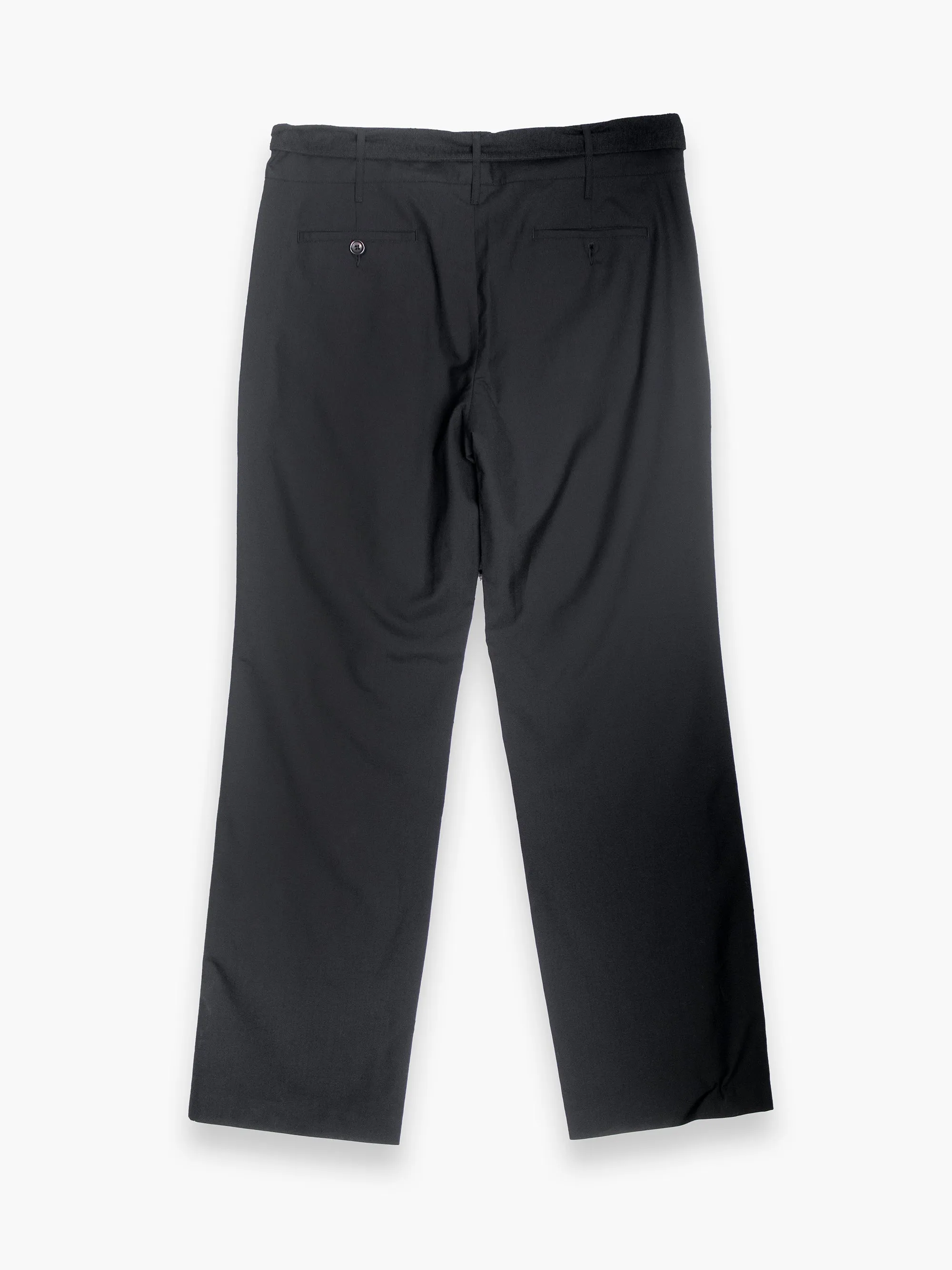 Black Trousers With Tie Up Belt Detail and Silk Lining