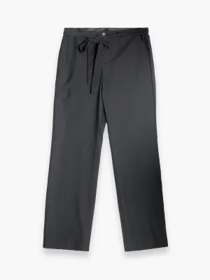 Black Trousers With Tie Up Belt Detail and Silk Lining