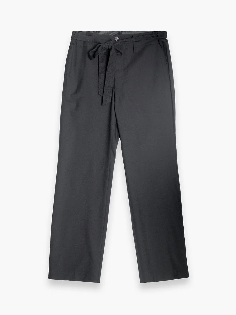 Black Trousers With Tie Up Belt Detail and Silk Lining