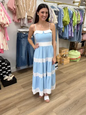 Blue/White Tiered Dress
