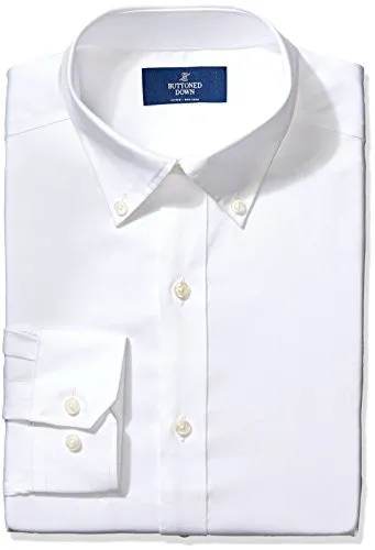 Buttoned Down Men's Fitted Button-Collar Non-Iron Dress Shirt, White, 19" Neck 34" Sleeve