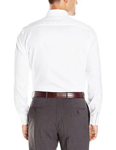 Buttoned Down Men's Fitted Button-Collar Non-Iron Dress Shirt, White, 19" Neck 34" Sleeve