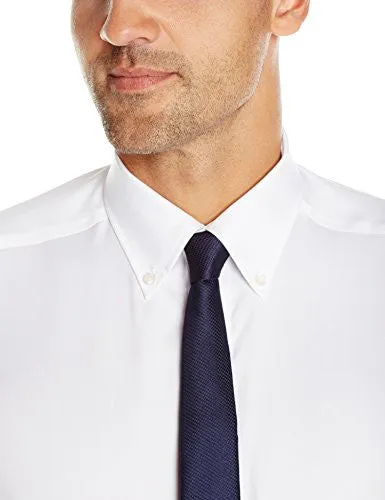 Buttoned Down Men's Fitted Button-Collar Non-Iron Dress Shirt, White, 19" Neck 34" Sleeve