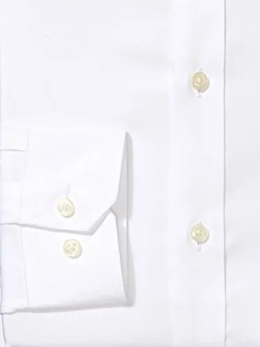 Buttoned Down Men's Fitted Button-Collar Non-Iron Dress Shirt, White, 19" Neck 34" Sleeve