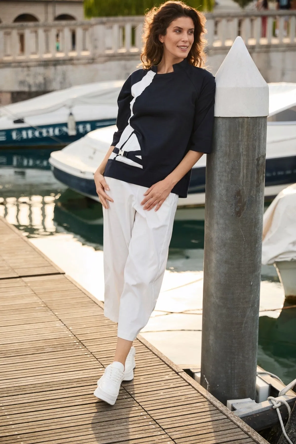 Ecru Cropped Slouch Trousers