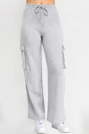 FLEECE CARGO STRAIGHT LEG JOGGER - ICE GREY