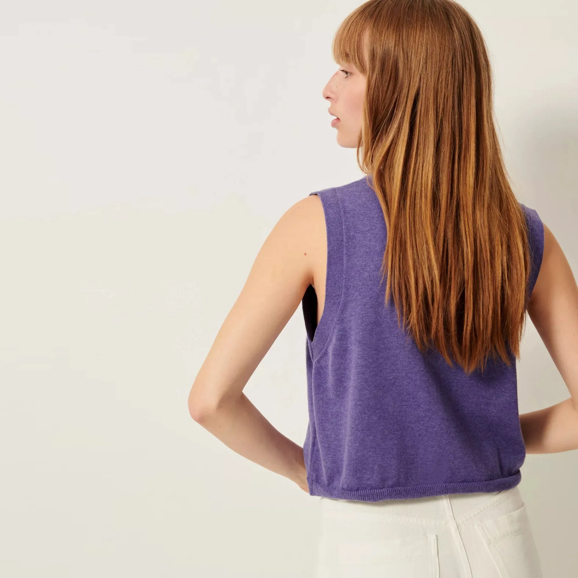 Giancarlo Sleeveless Cardigan (Amethyst)