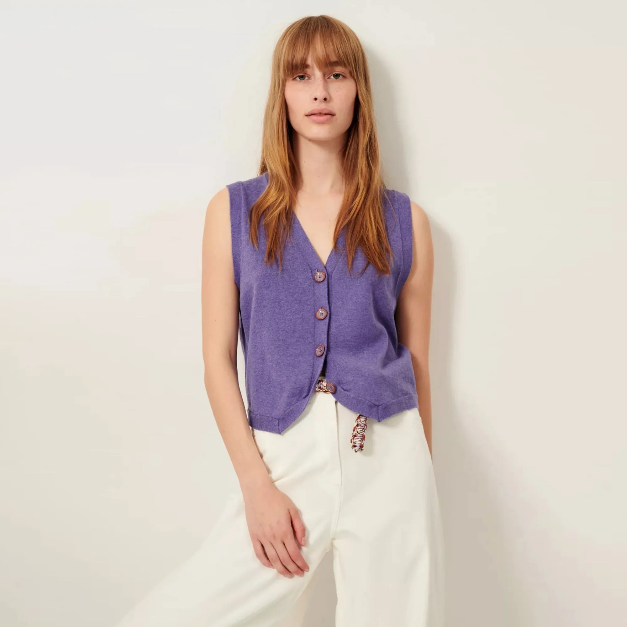Giancarlo Sleeveless Cardigan (Amethyst)