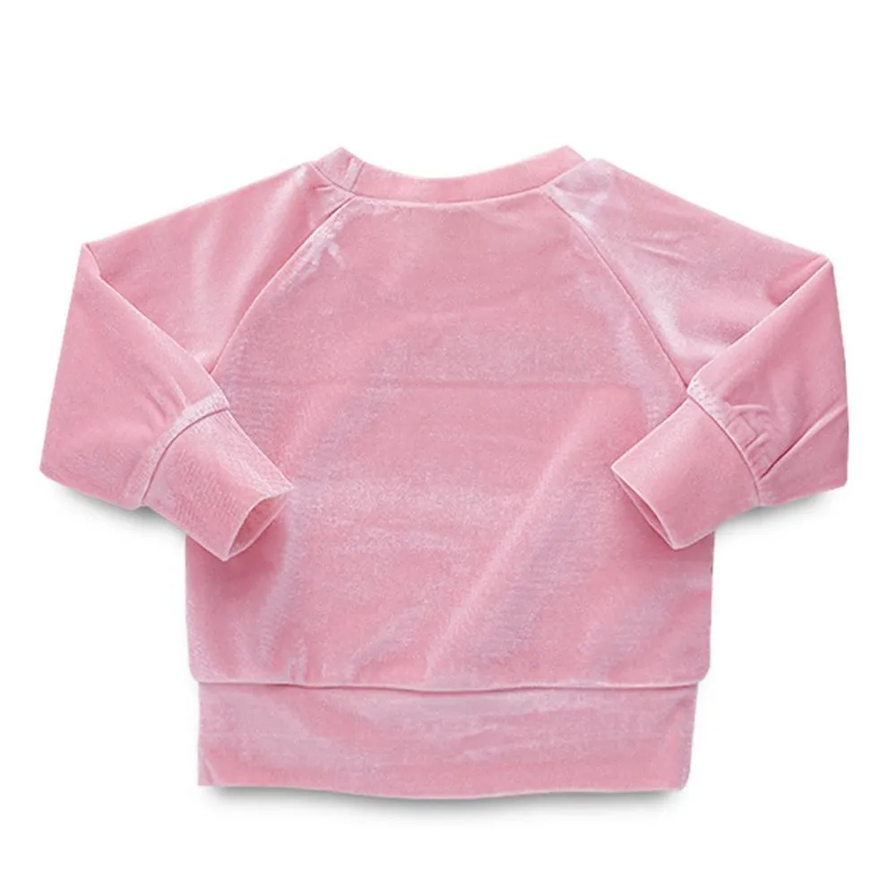 Girls Solid Crew Neck Long Sleeve Top & Trousers Girls Clothes Wholesale