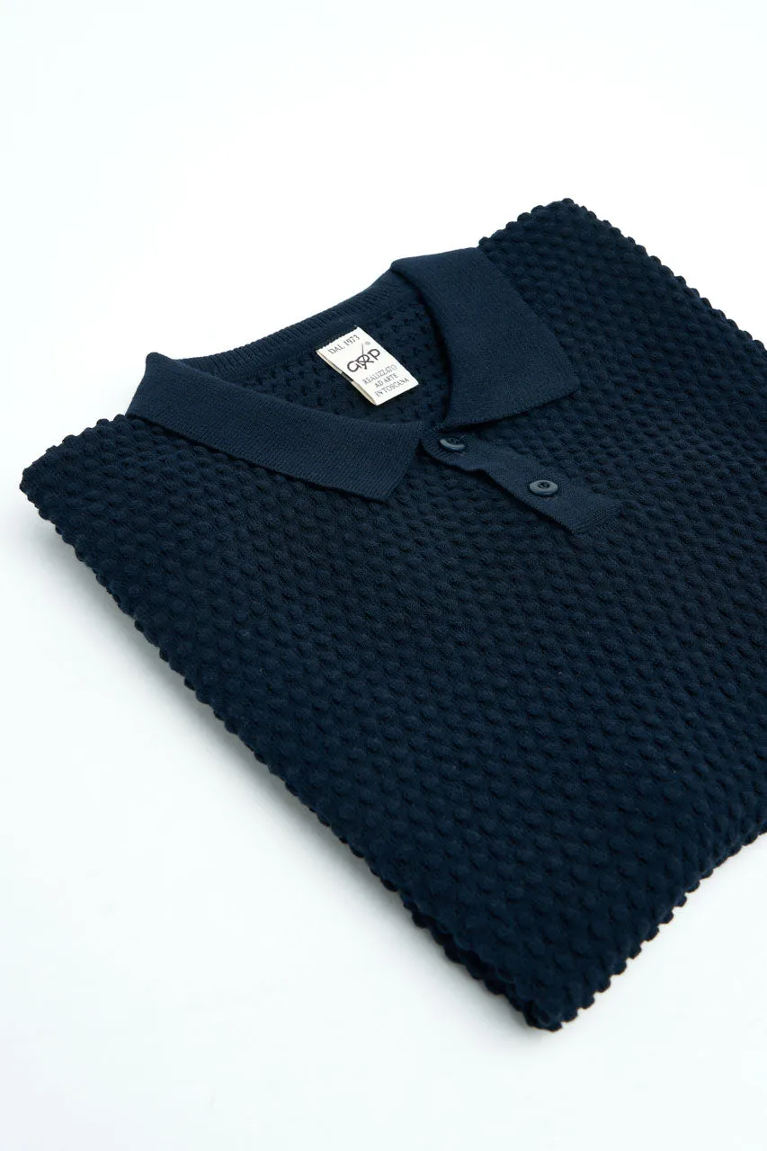 GRP Knitwear Classic Polo Spotknit Navy