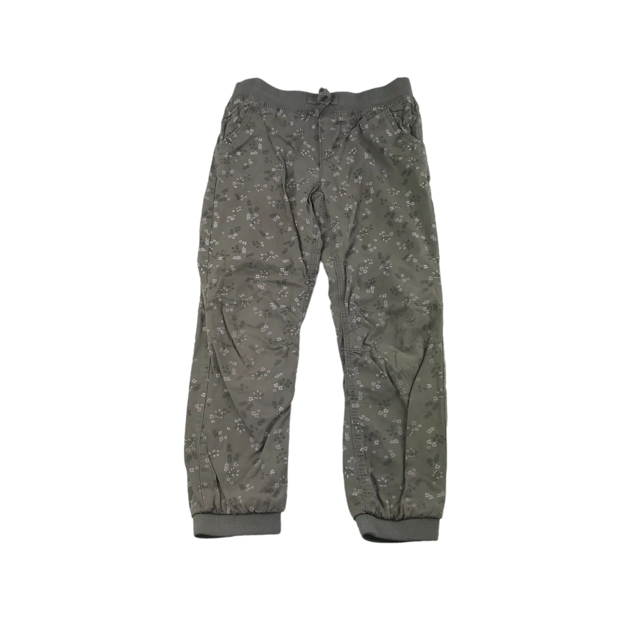 H&M Trousers Age 7 Grey Floral Pattern