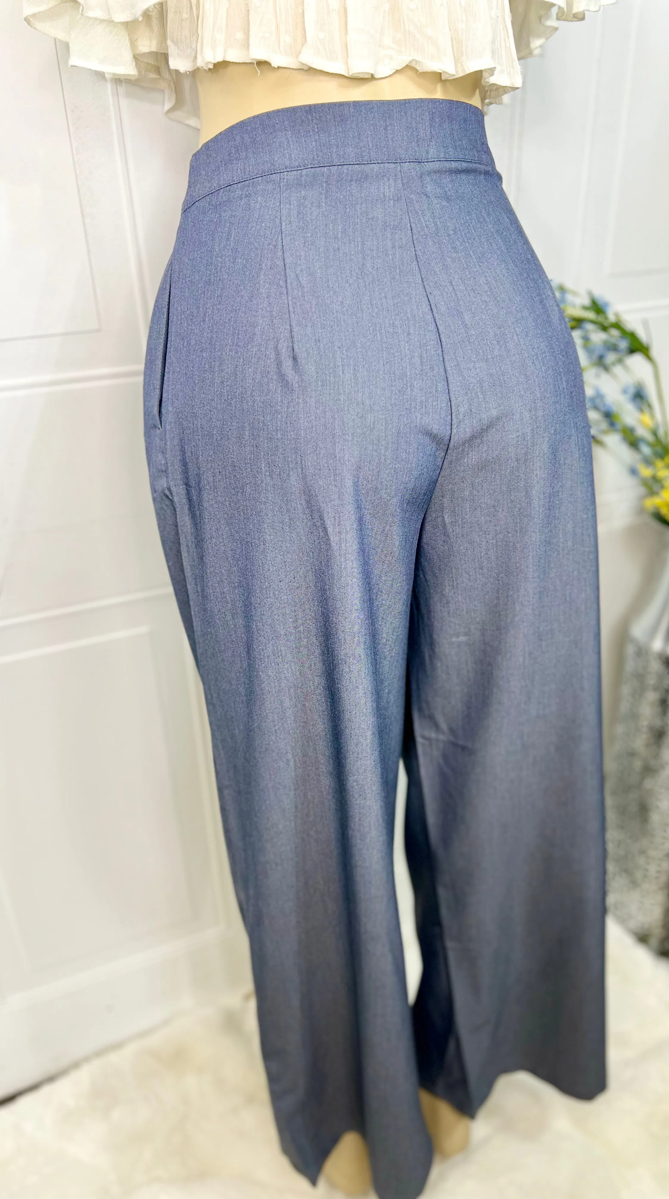 Harper Blue Wide Leg Trousers
