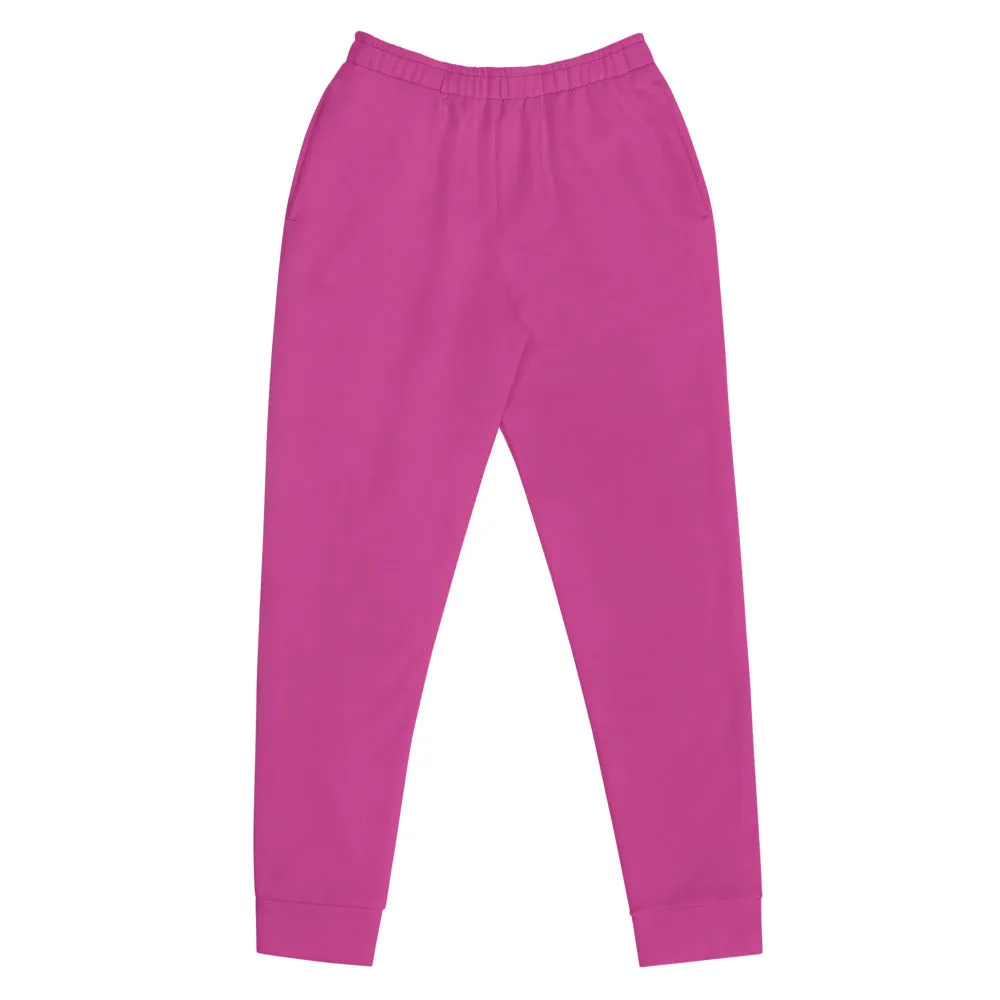 Hot Pink Women's Joggers, Solid Color Slim Fit Sweatpants, Lightweight Pants-Made in EU