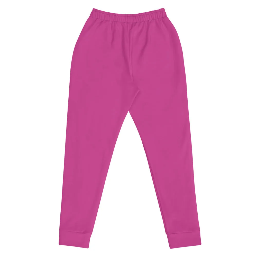 Hot Pink Women's Joggers, Solid Color Slim Fit Sweatpants, Lightweight Pants-Made in EU