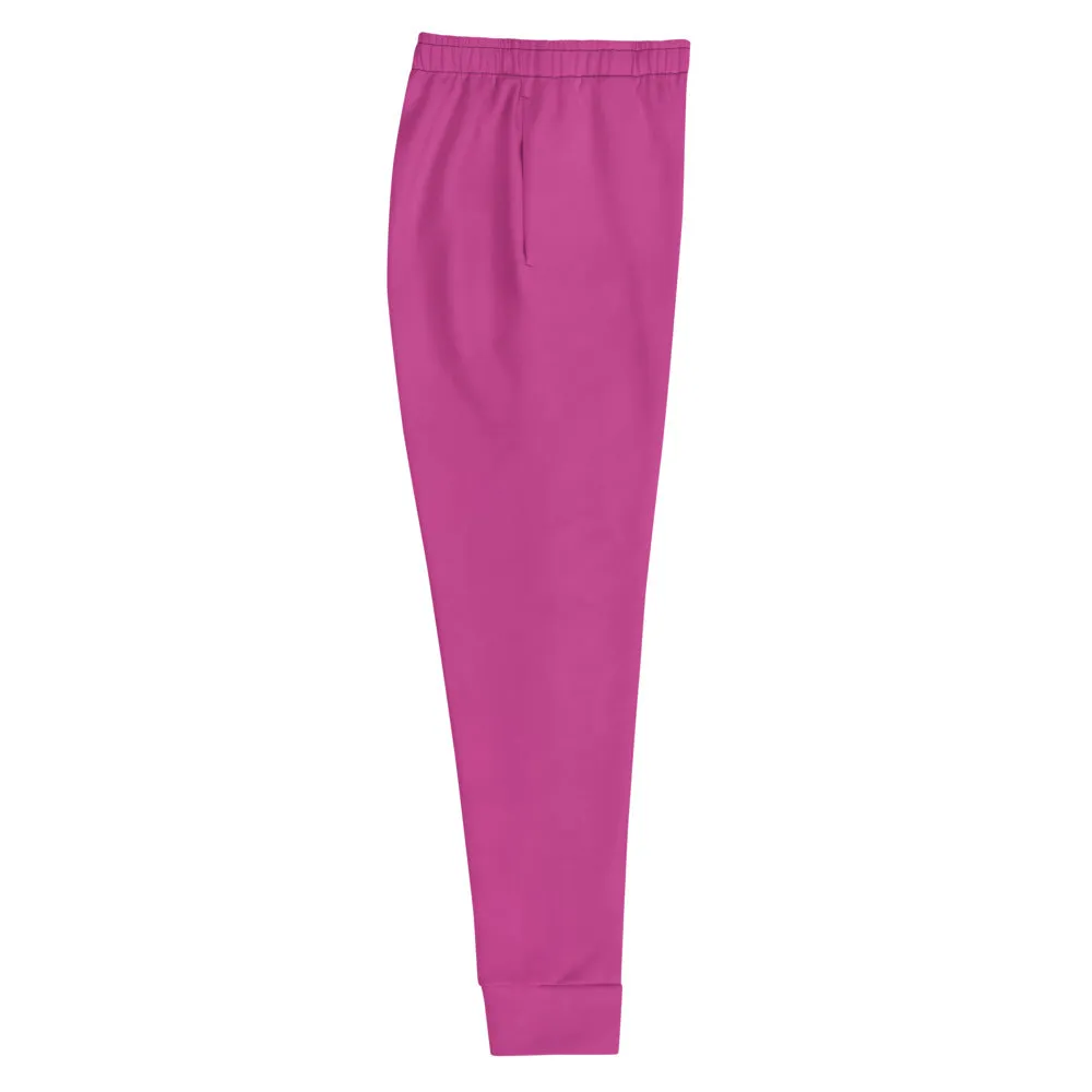 Hot Pink Women's Joggers, Solid Color Slim Fit Sweatpants, Lightweight Pants-Made in EU