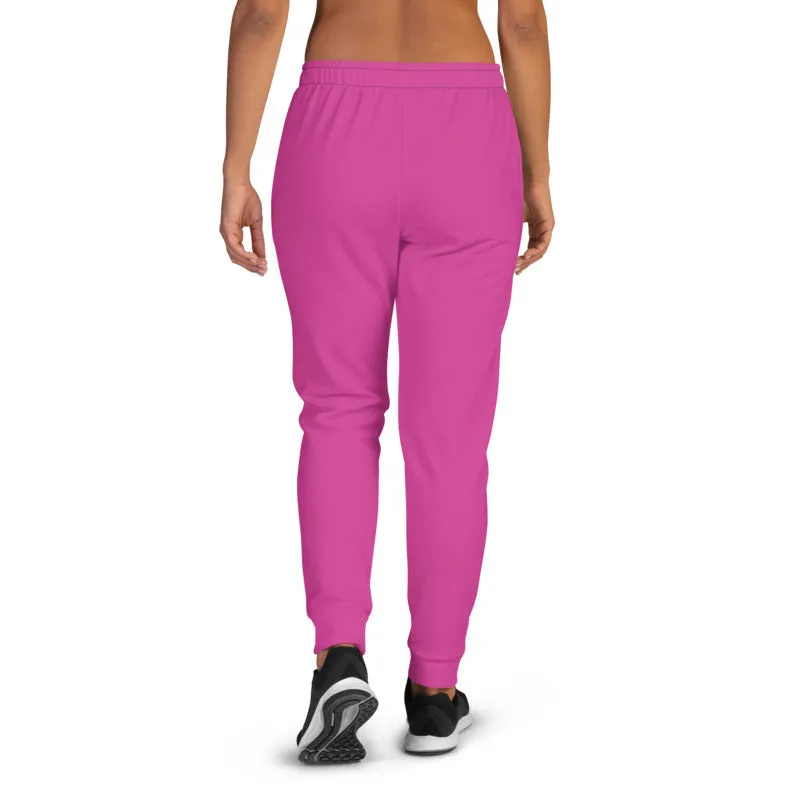 Hot Pink Women's Joggers, Solid Color Slim Fit Sweatpants, Lightweight Pants-Made in EU