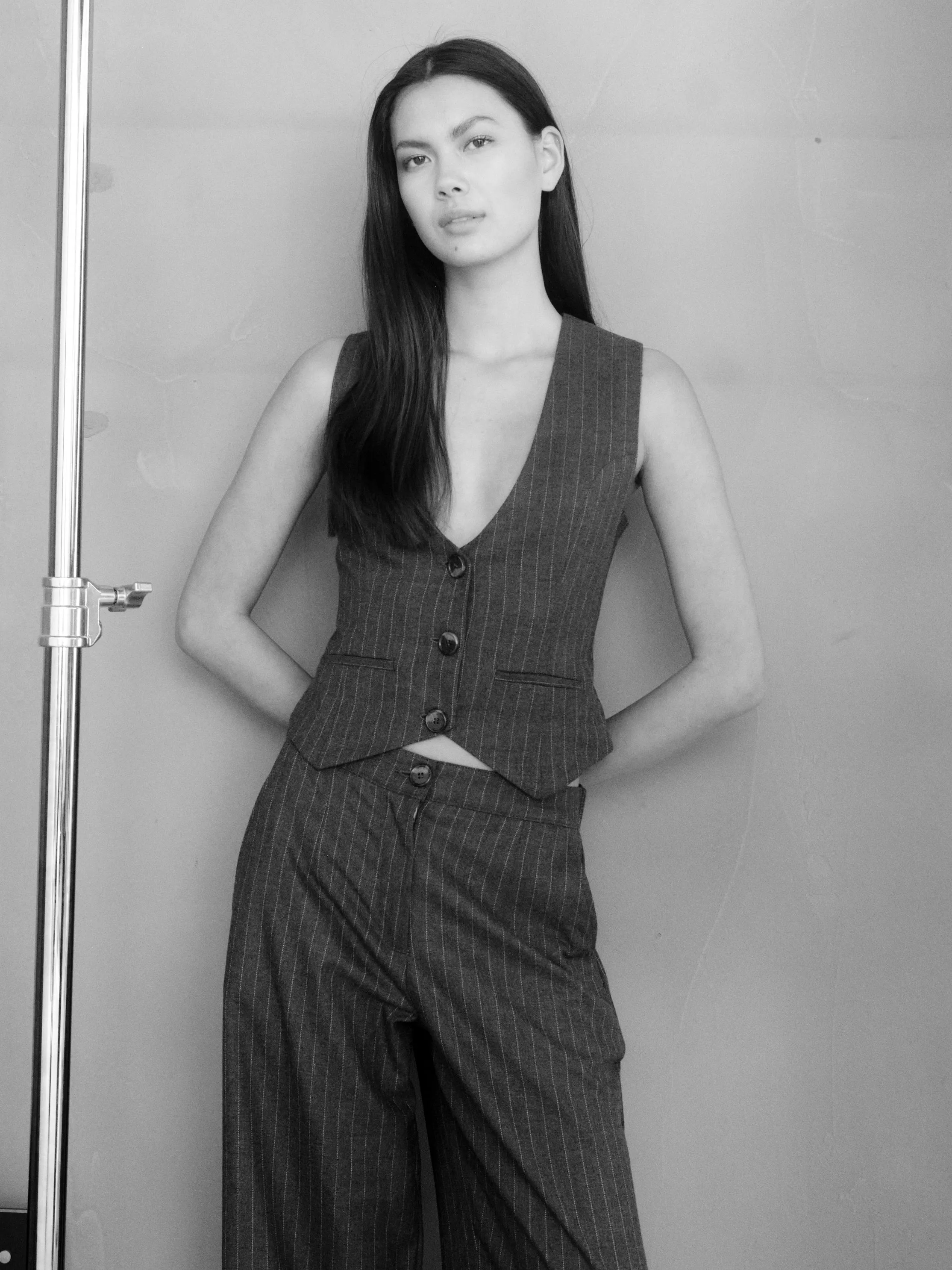 IVY-Alanis Vest Pin Stripe - Grey