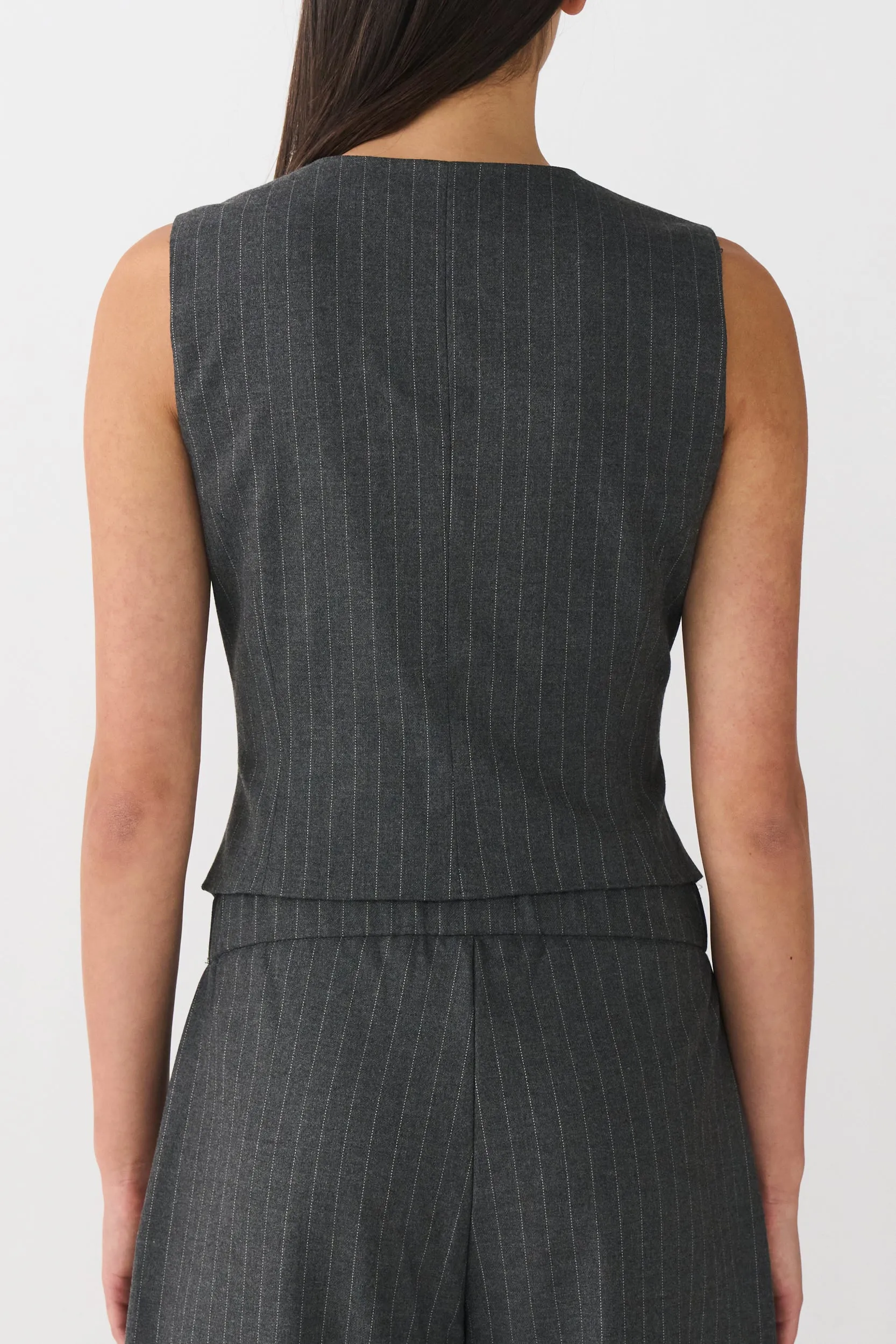 IVY-Alanis Vest Pin Stripe - Grey