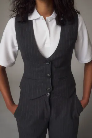 IVY-Alanis Vest Pin Stripe - Grey