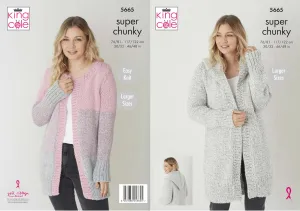 King Cole Super Chunky Knitting Pattern - Ladies Jackets (5665)
