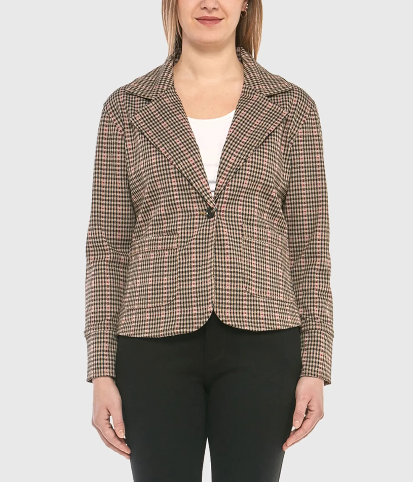 Lola Jeans- Gia Knitted Blazer in Jaquard Gingham