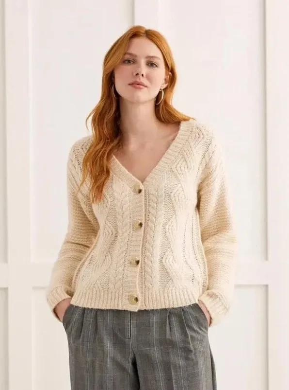 Long Sleeve Sweater Cardigan [Oatmeal-1540O]