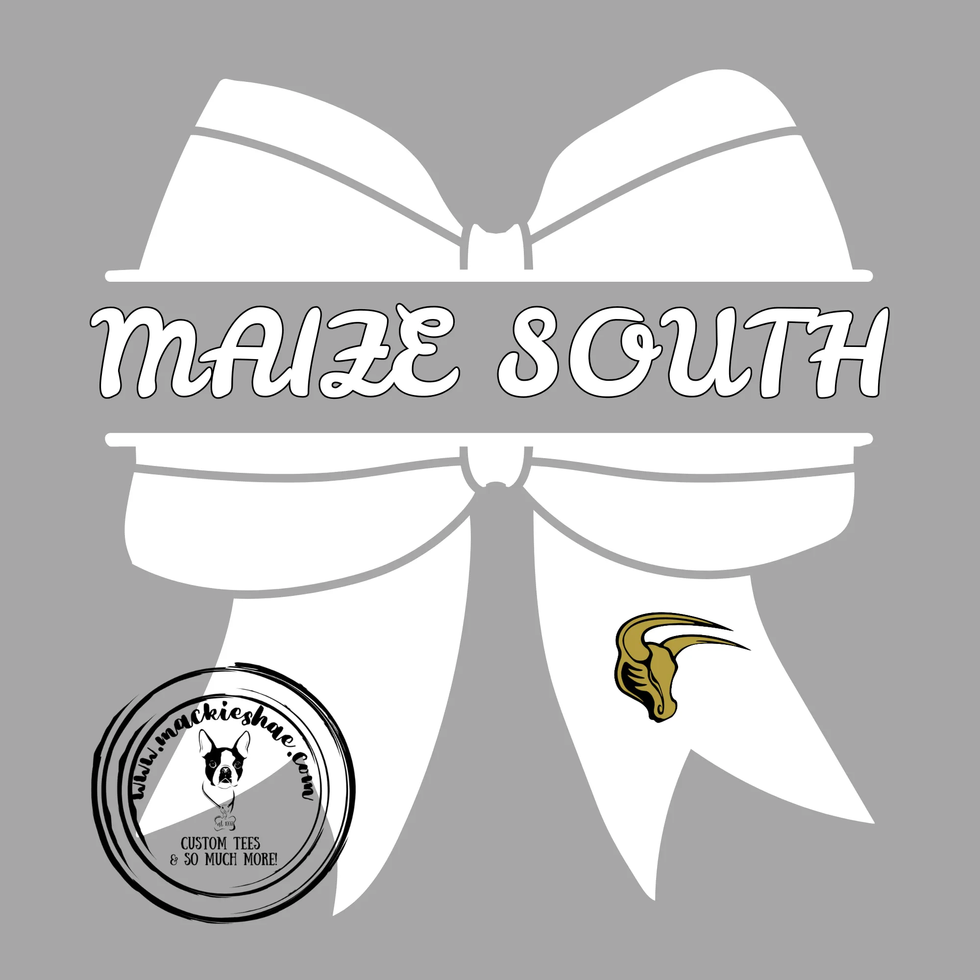 MSHS Cheer- Maize South White Bow with Mav Grey Gear