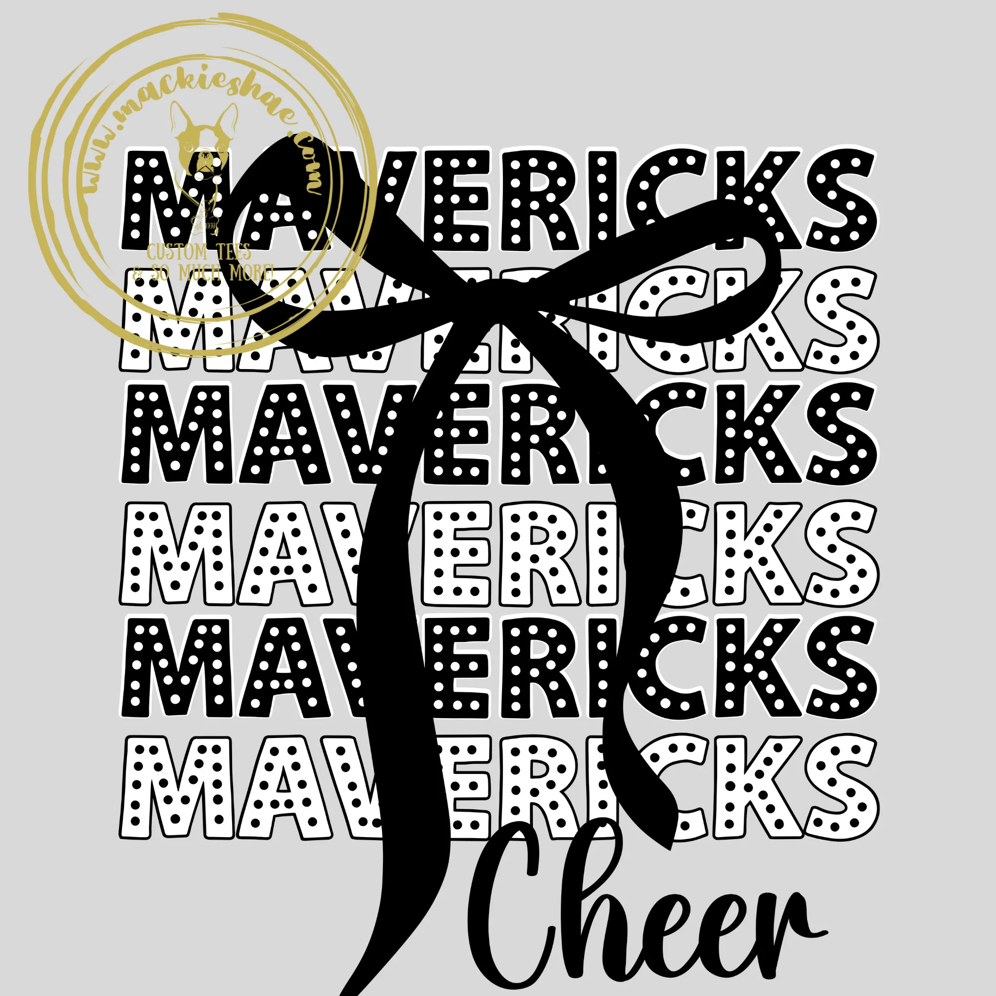 MSHS Cheer- Mavericks Polka Dot with Bow, Front & Back Design White Gear