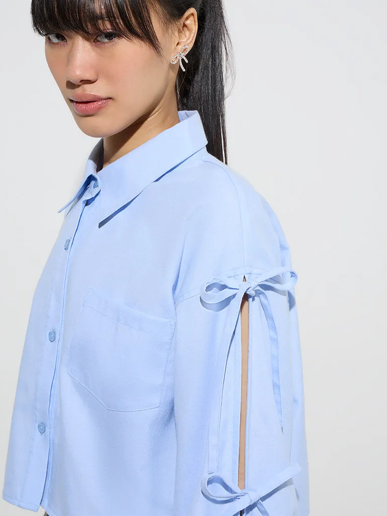 Nuon Blue Bow-Detailed Shirt
