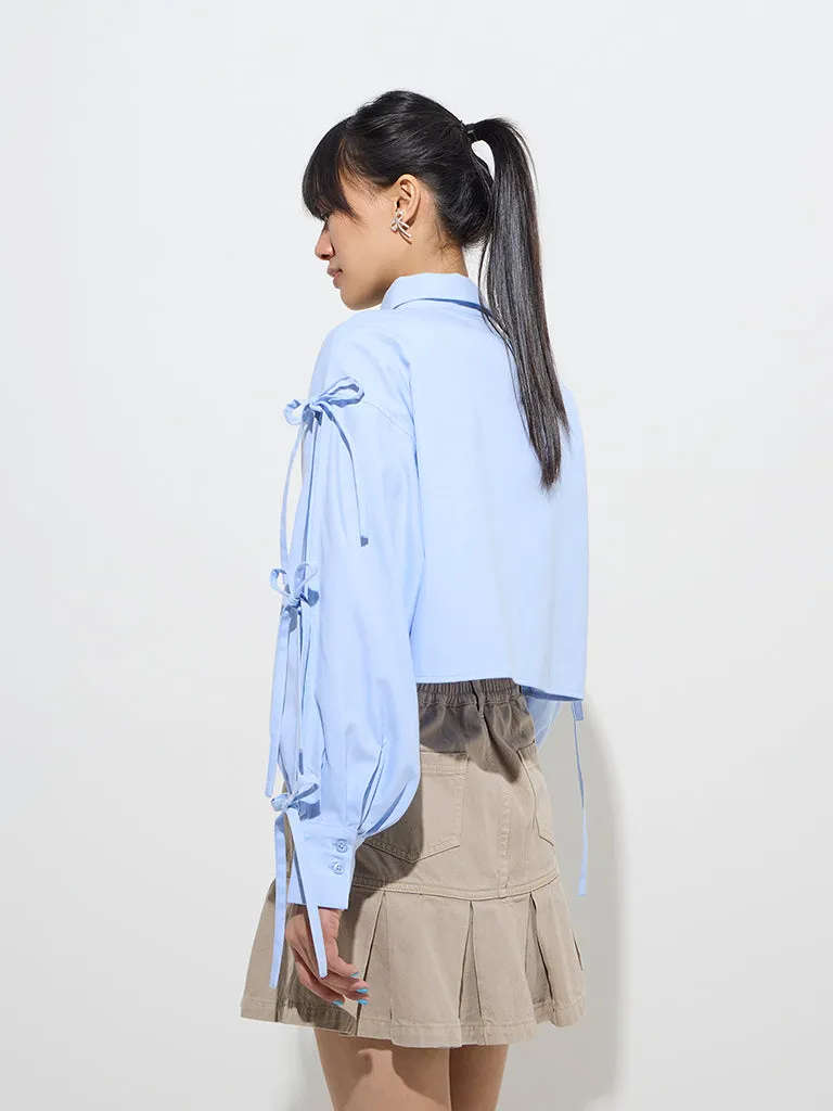 Nuon Blue Bow-Detailed Shirt