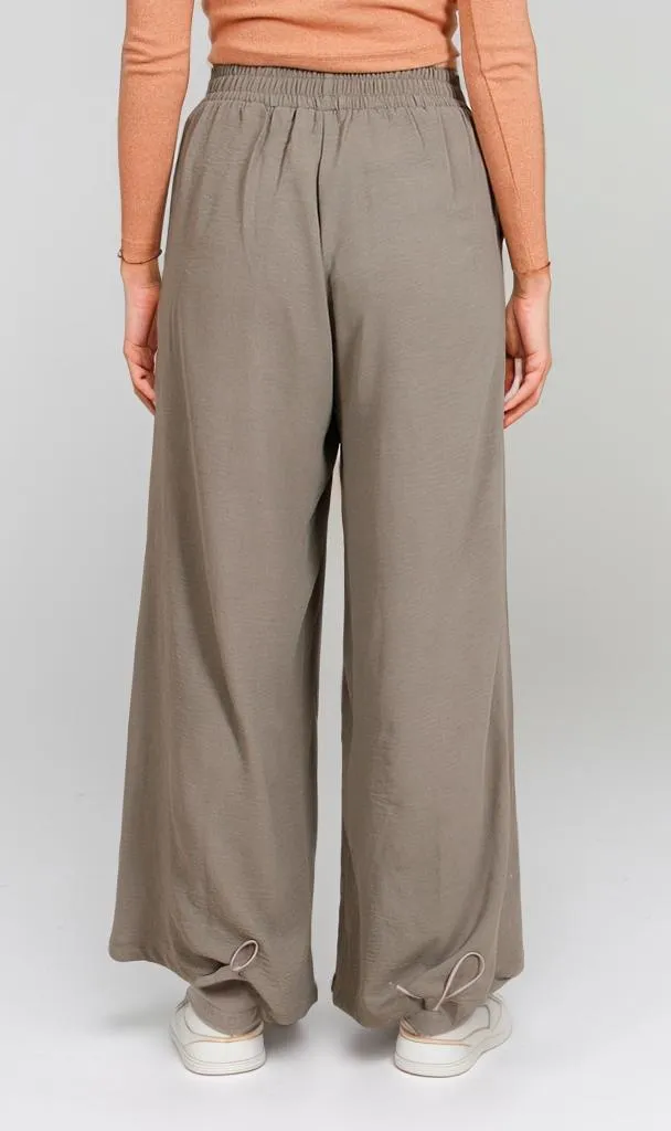 O204325-O204325 - Wide-Leg Relaxed Pants - Taupe