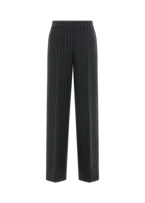 Pinstriped wide leg pants - black/green