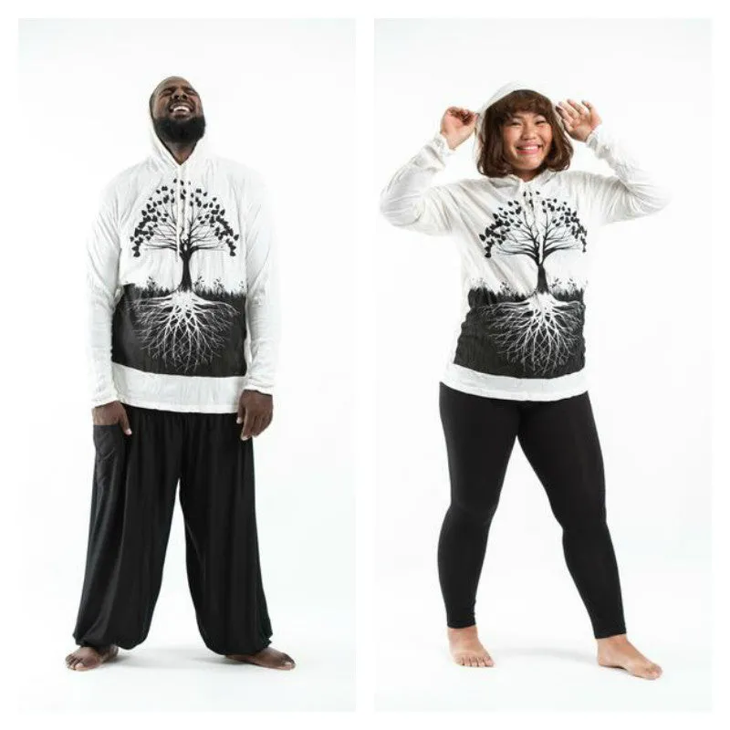 Plus Size Sure Design Unisex Tree of Life Hoodie White