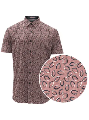 Point Zero Men's All-Over Abstract Print Short Sleeve Shirt - Rosa Mix