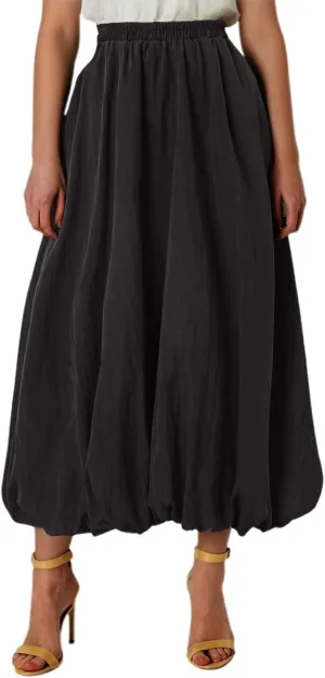 Pompon Bouffant Skirts for WomenBohemian Style Midi Skirt with Stretch A Line Trendy Summer Loose Skirts