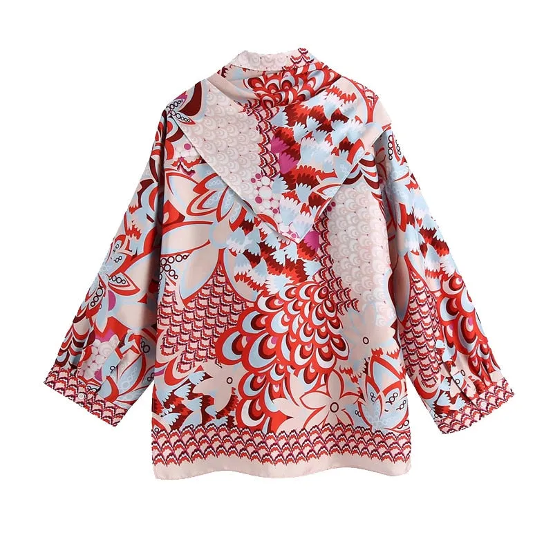 PRINTED SHIRT WITH SCARF