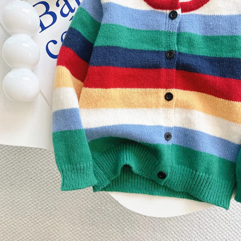Rainbow Striped Knitted Cardigan