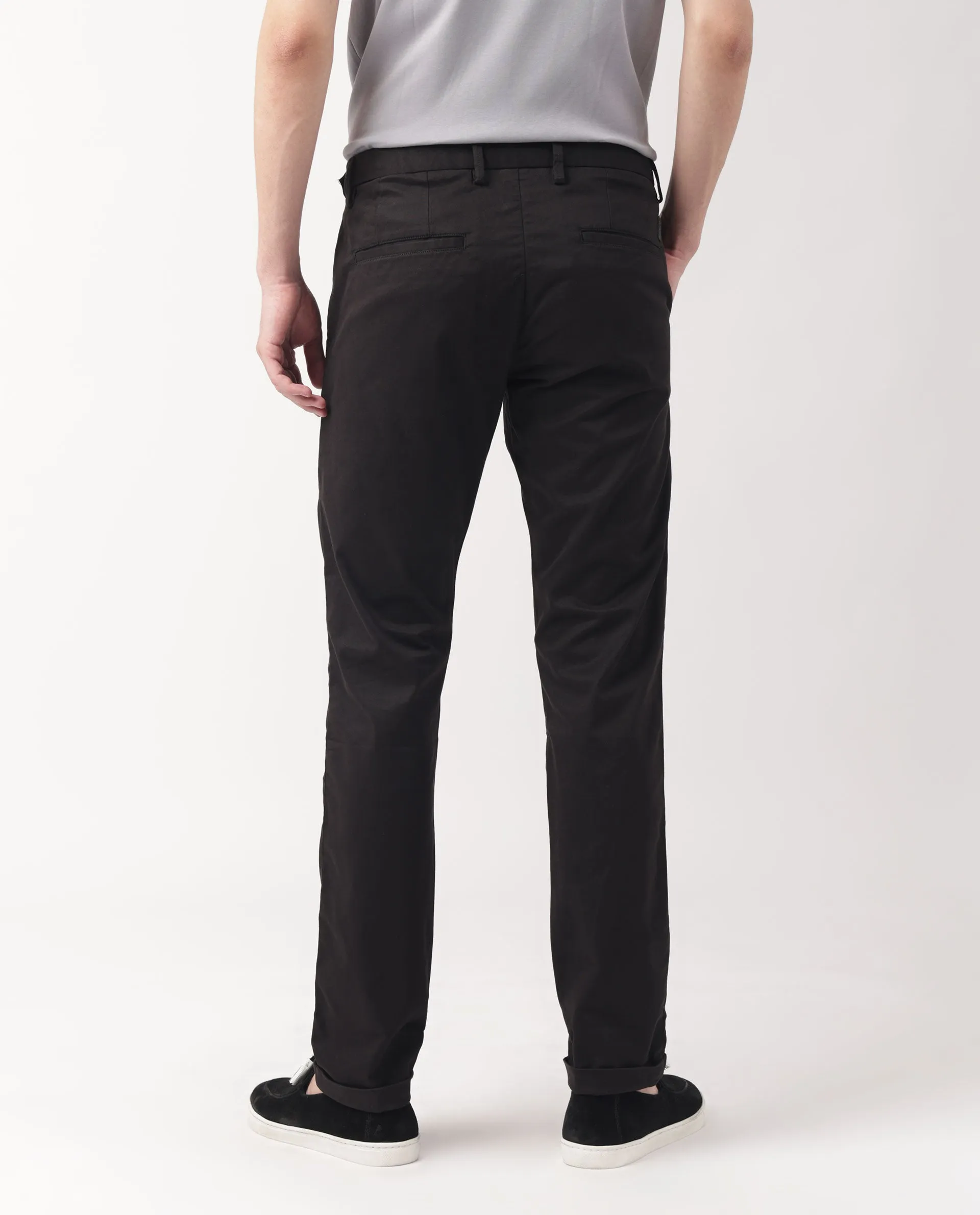 Rare Rabbit Men's Trews-22 Black Solid Mid-Rise Regular Fit Trouser