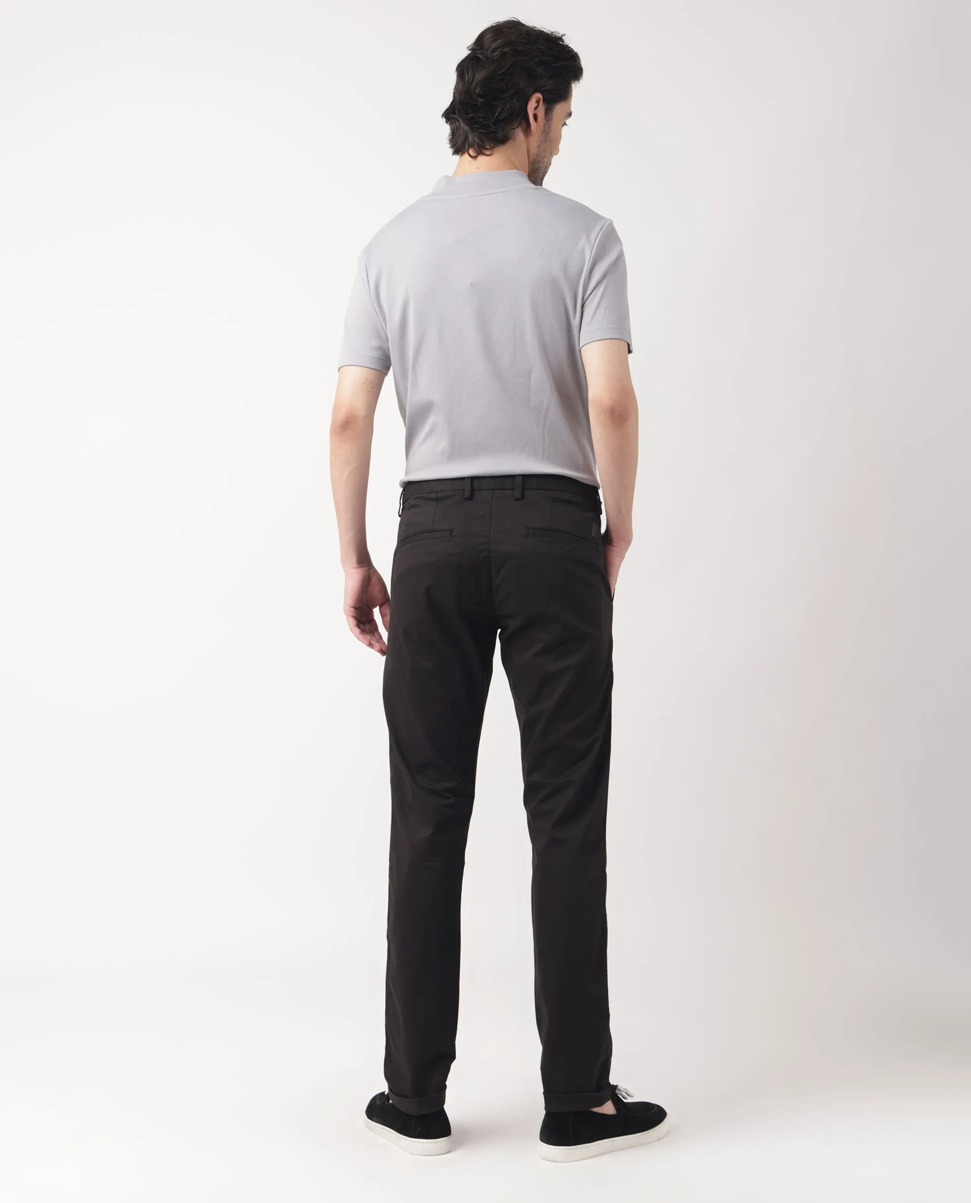Rare Rabbit Men's Trews-22 Black Solid Mid-Rise Regular Fit Trouser