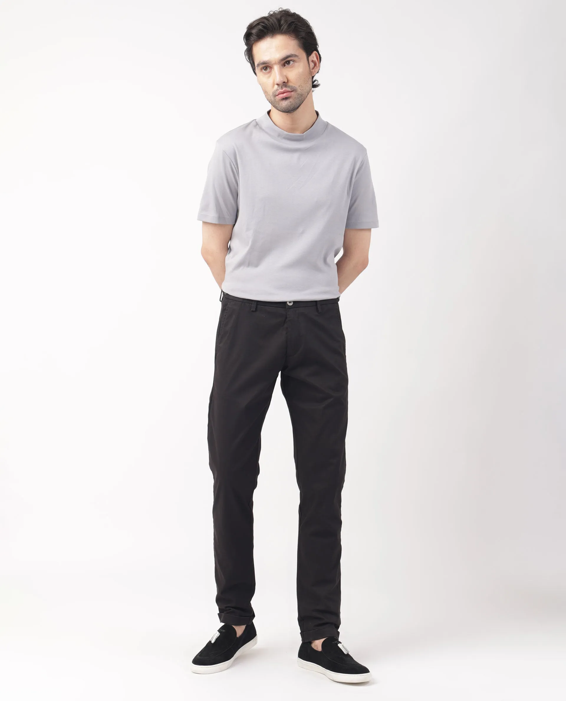 Rare Rabbit Men's Trews-22 Black Solid Mid-Rise Regular Fit Trouser